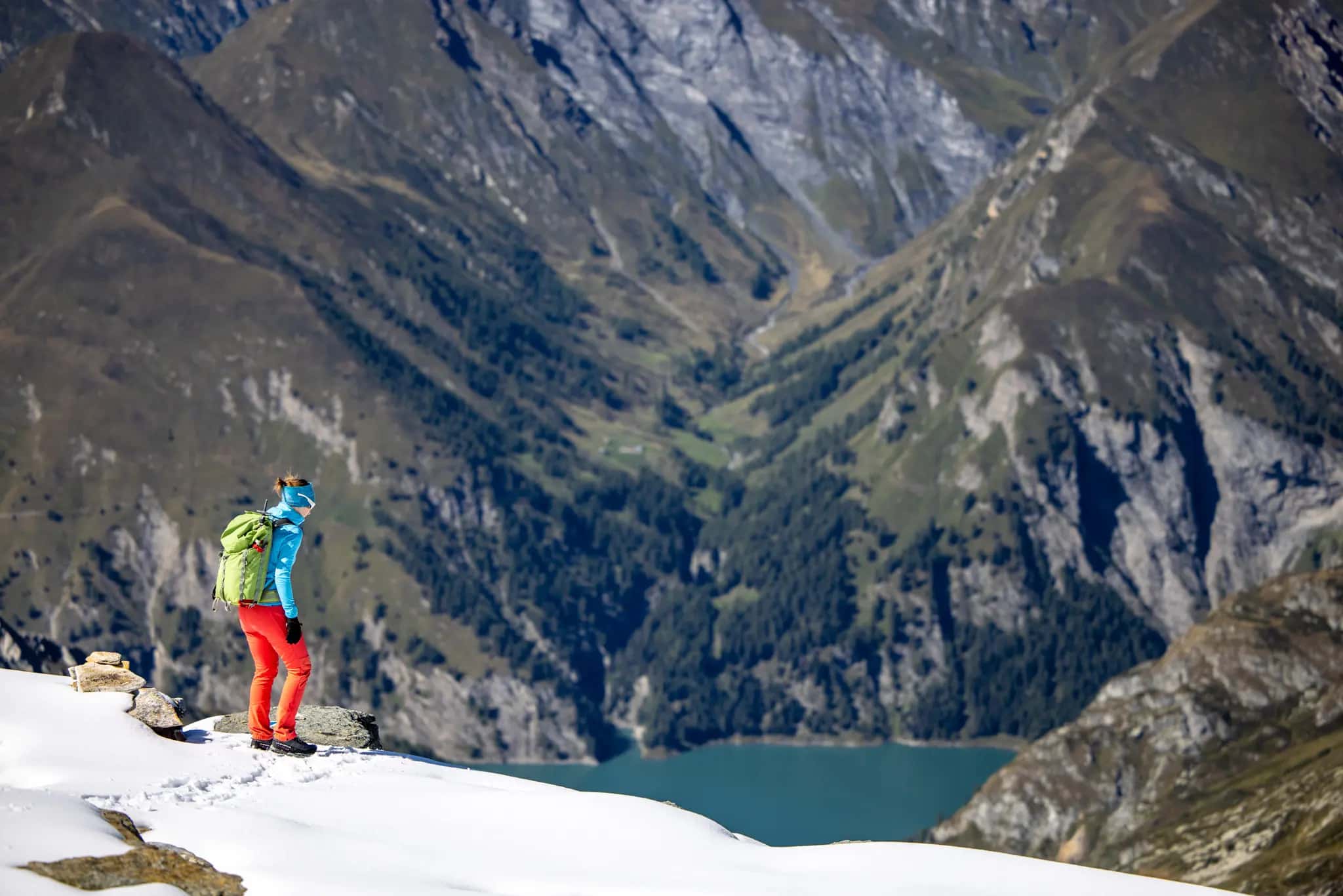 Ready to jump: deep below lies the Lago di Luzzone