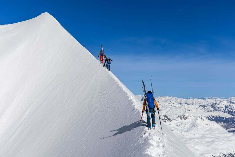 Exposed passages in high alpine terrain