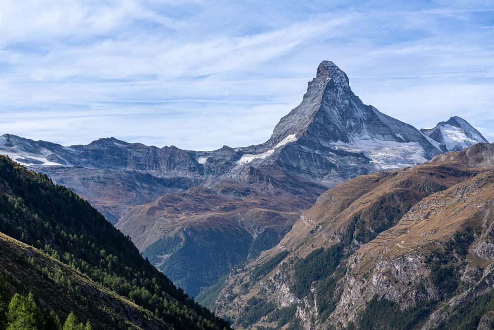 The Matterhorn is already with us on the very first day, starting from Täschalp