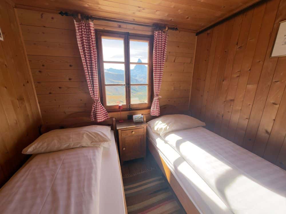 Overnight stay in a cozy double room, some with a view of the Matterhorn