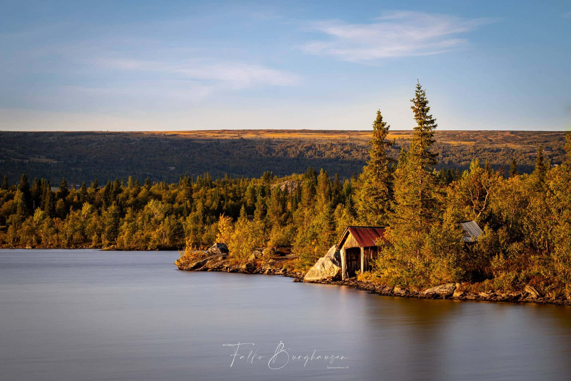 Golden glow on the lakeshore