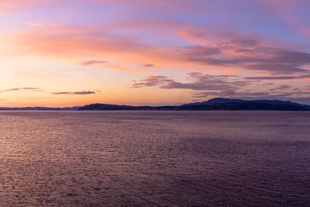 Panorama sunset at Trondheim Fjord