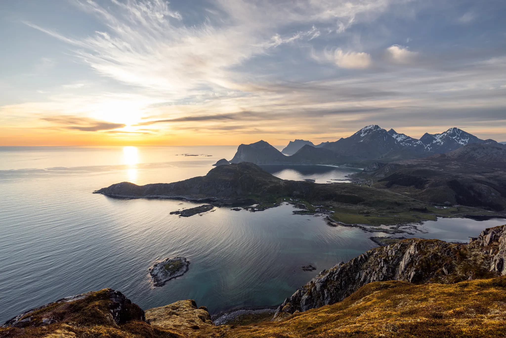 Midnight sun on the Lofoten Islands