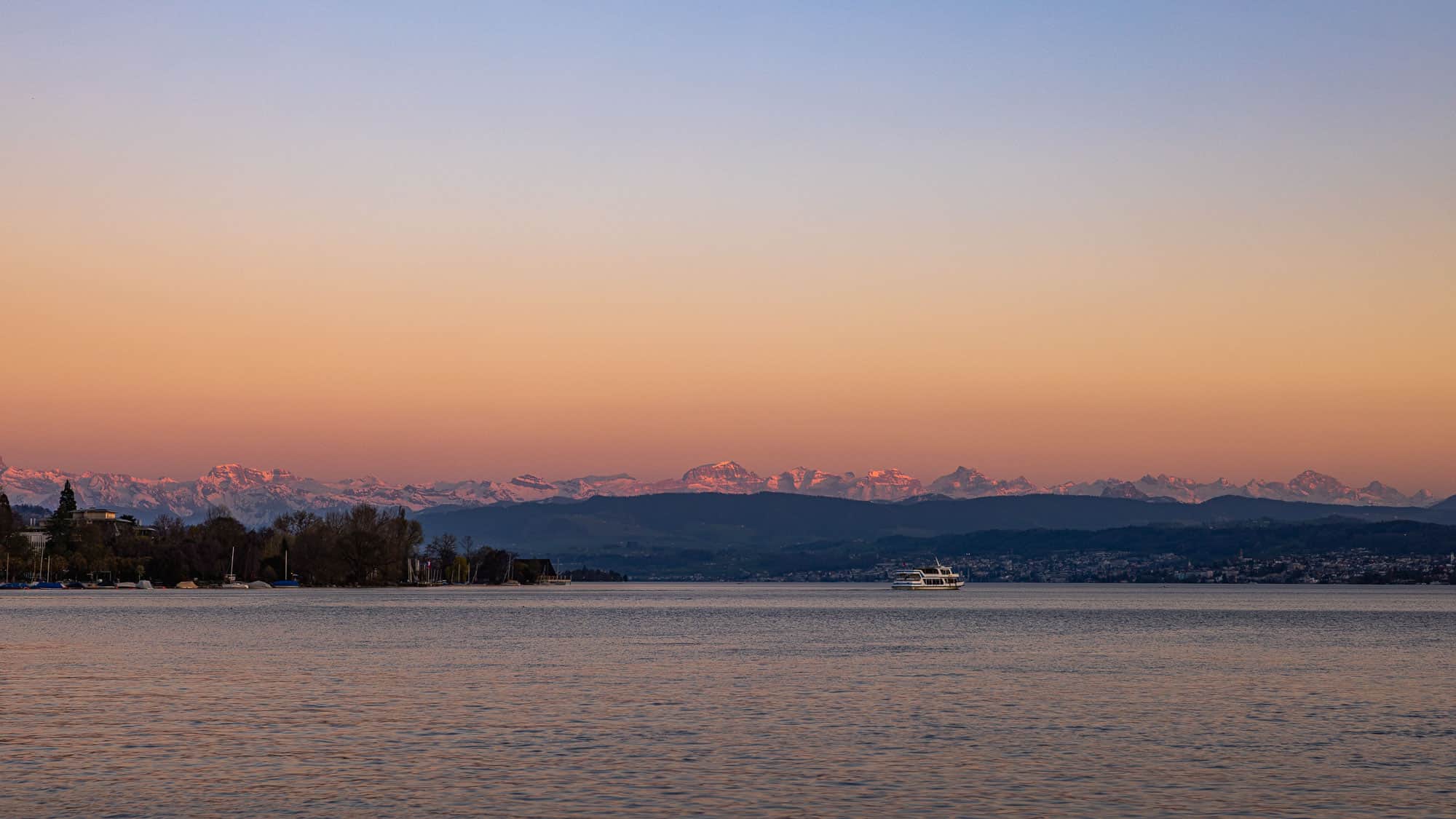 Lake Zurich with the Alps of Central Switzerland